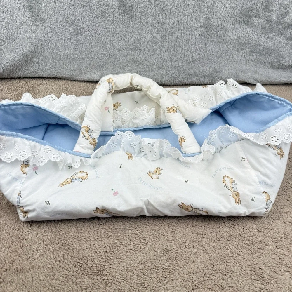 Cuddle My Dolly Peter Rabbit Carrier Lot Of 2 One Bedding Set Vintage 90s